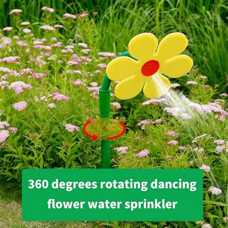 Crazy Dancing Sunflower Sprinkler, 360° Auto Rotating, Quick Hose Attach, Outdoor Water Toy, Cools Kids & Pets, Summer Fun