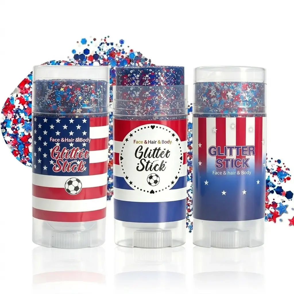 4Th of July Glitter Stick | Red, White & Blue Body & Hair Sparkle for Independence Day Party, Festival & Fun Holiday Look