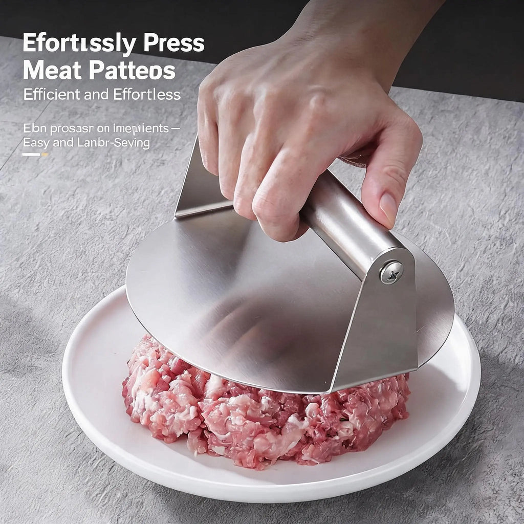 Stainless Steel Burger Press 4.72" round Smash Burger Press- Pro Non-Stick Burger Smasher for Blackstone/Flat Top Grill, Perfect for Burgers, Bacon | Dishwasher Safe Grill Press