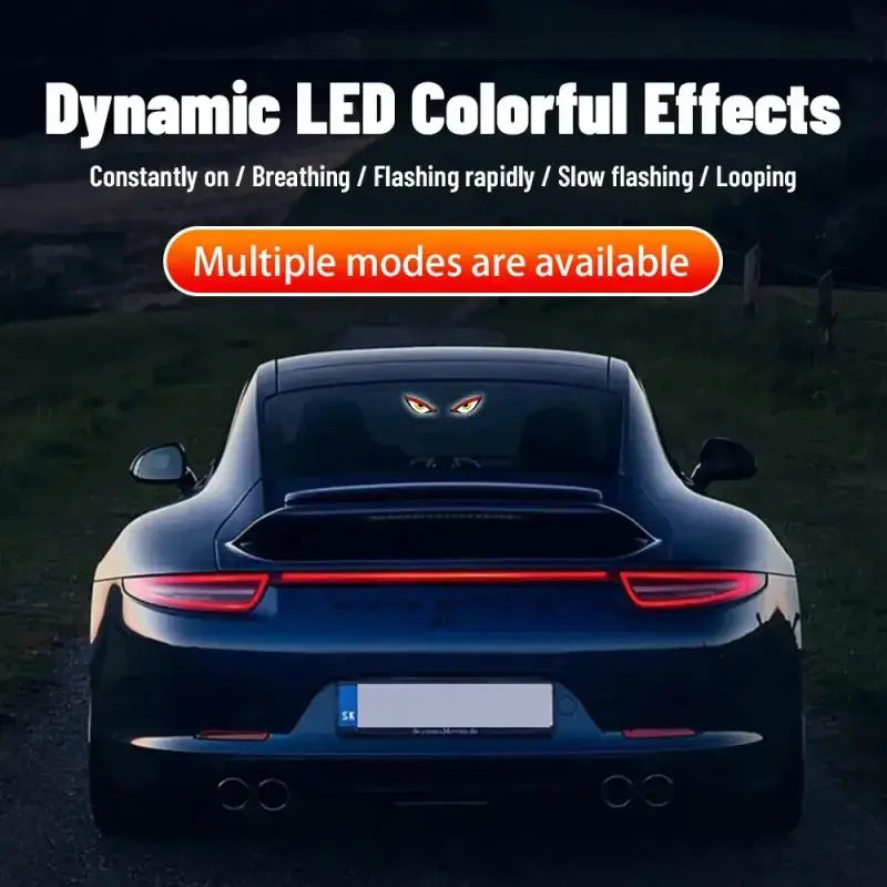 Summervibes Car Rear Window Dynamic LED Display – Vampire Devil Eye Emoji Panel, Auto Decorative Light