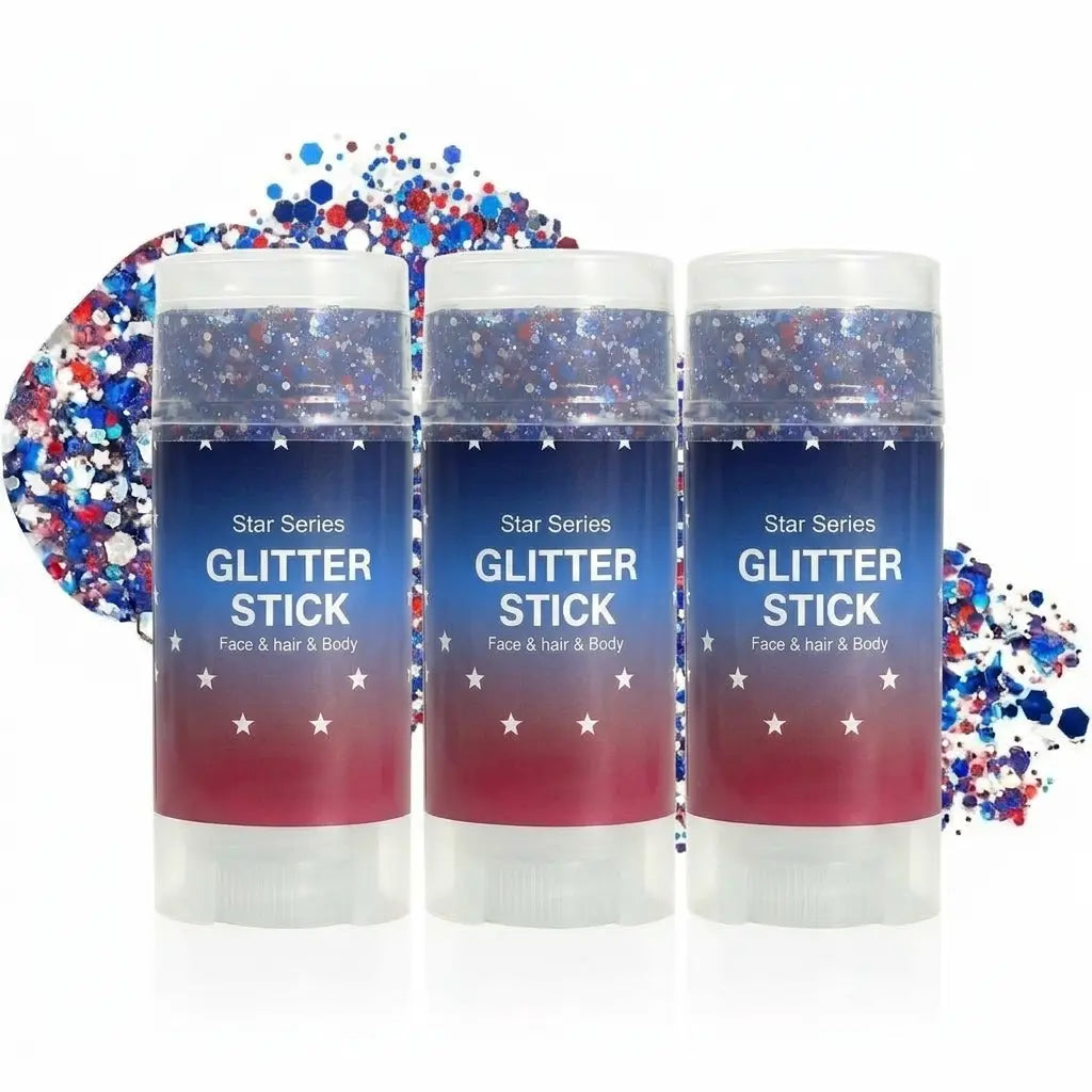 4Th of July Glitter Stick | Red, White & Blue Body & Hair Sparkle for Independence Day Party, Festival & Fun Holiday Look
