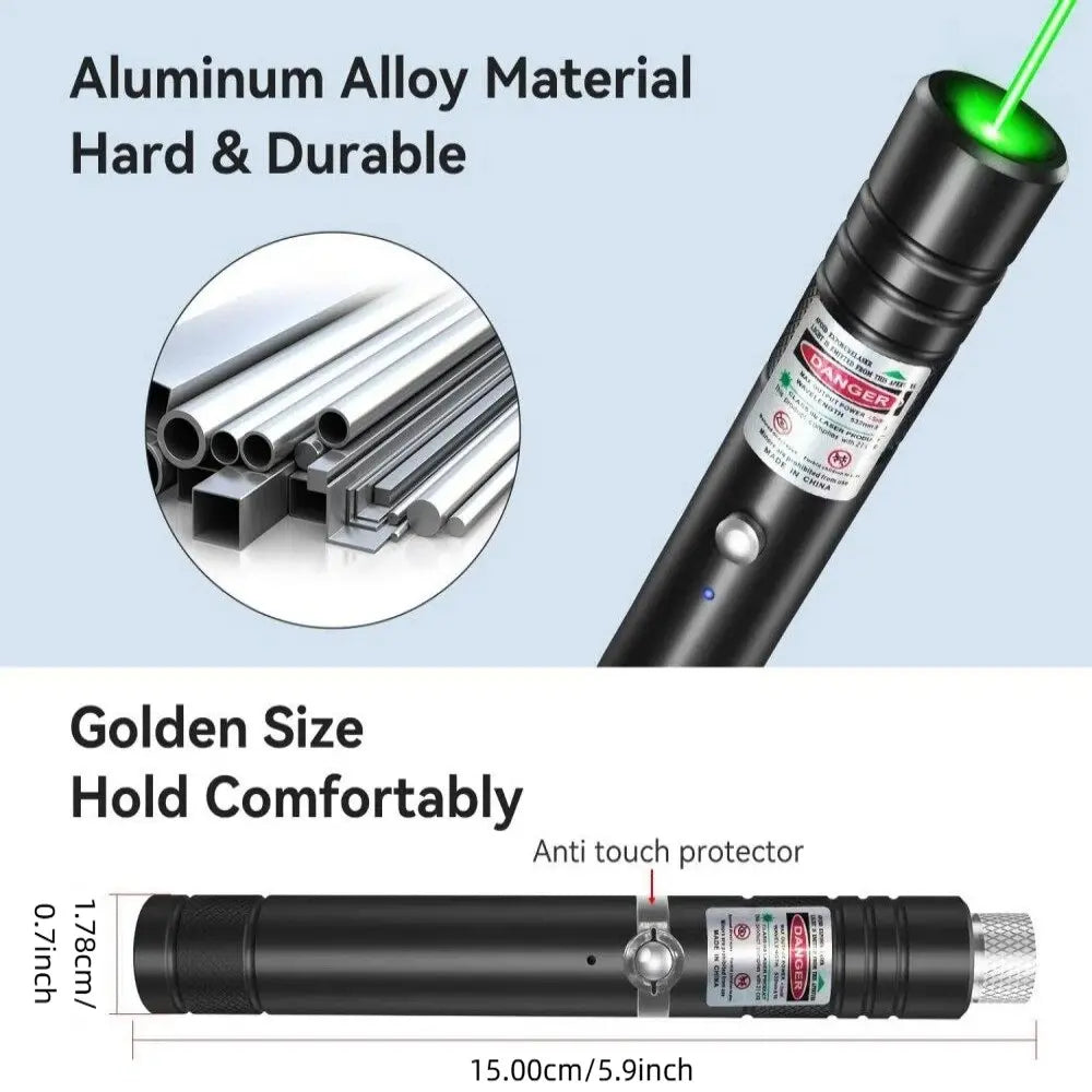 High-Power Laser Pointer with Visible Beam, Long-Range Visible Light, Ideal for Night Use and Outdoor Activities, Durable Design, Handheld Laser Pen, Rechargeable Laser Pointer