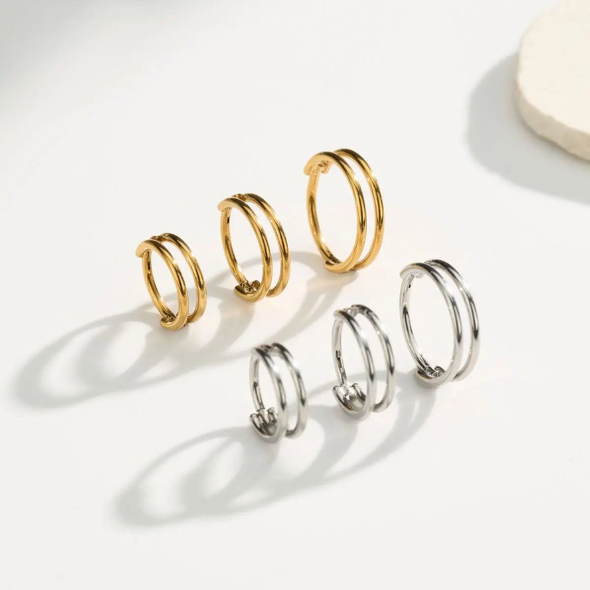 Oufer 20G Plain Daily Hinged Segment Double Hoop Nose Rings 316L Stainless Steel