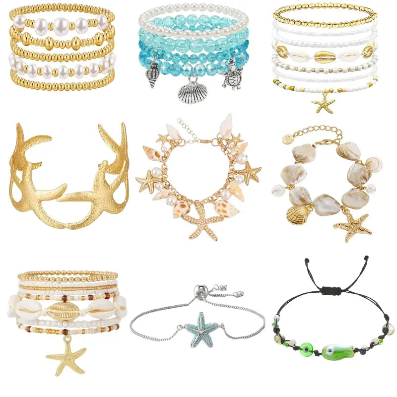 Ocean Style Mystery Jewelry Luxury Jar Set - Summer Gift Set for Women, Unique Birthday Present with Necklace, Earrings, Rings & Bracelets - Perfect for Seaside Enthusiasts