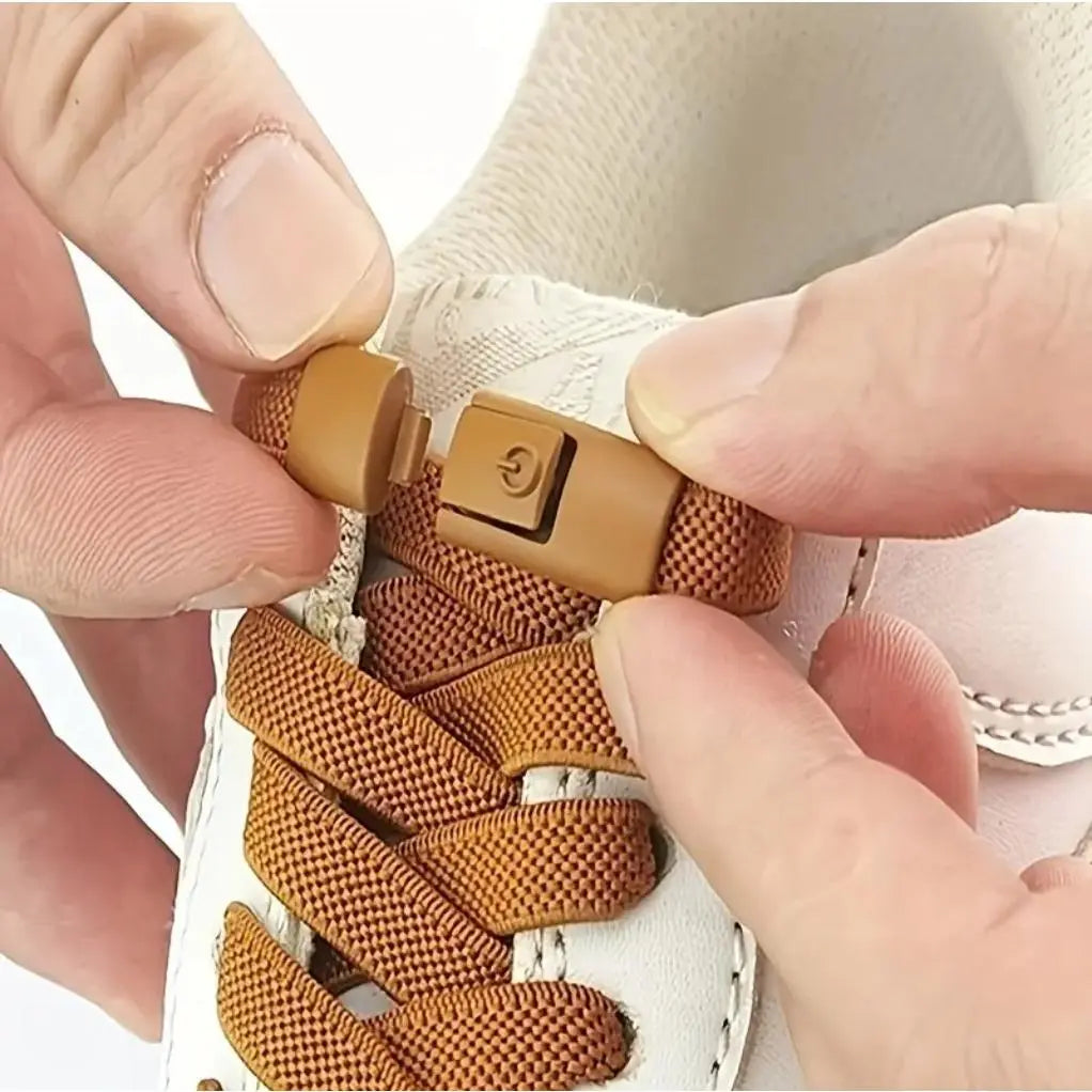 Adjustable Elastic No-Tie Shoelaces Set, 39.37" Length, Comfortable for Men & Women with Metal Lock Tips Outdoorfun
