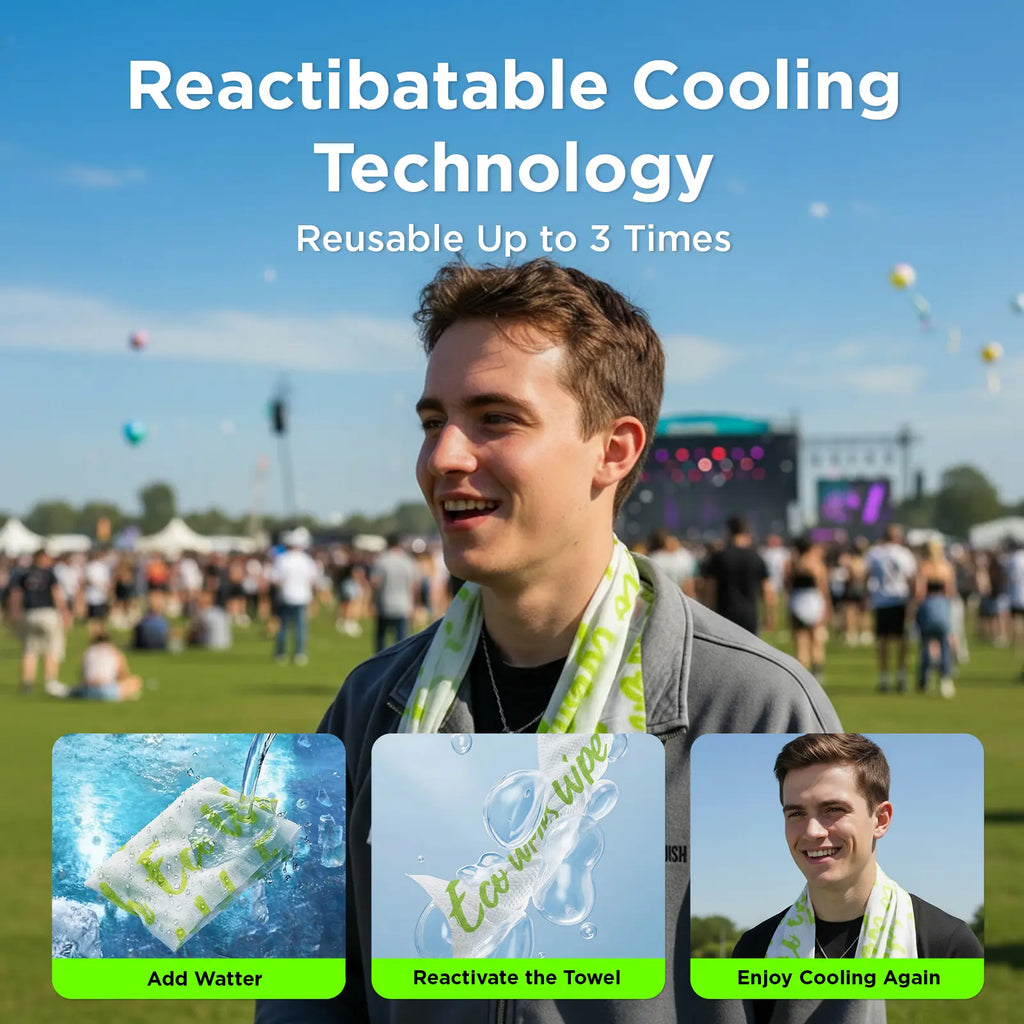 [Summer Launch Special] Coolrush Towel for Hot Weather –Instant & Long-Lasting Cooling for Outdoor Performance, No Rinse Large Cooling Body Wipe, Must Have for Summer Travel, Cruise, Concert, Rave, Lake, Gardening & Daily Use