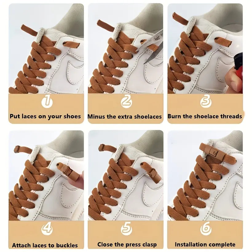 Adjustable Elastic No-Tie Shoelaces Set, 39.37 Inches Long, Comfortable Design for Men and Women, Includes Metal Lock Tips