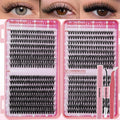 Lash Extension Kit DIY Lash Clusters Kit Cluster Lashes Mixed Tray Eyelash Extension Kit Soft Individual Lashes with Lash Bond and Seal,Lash Tweezers Natural Look