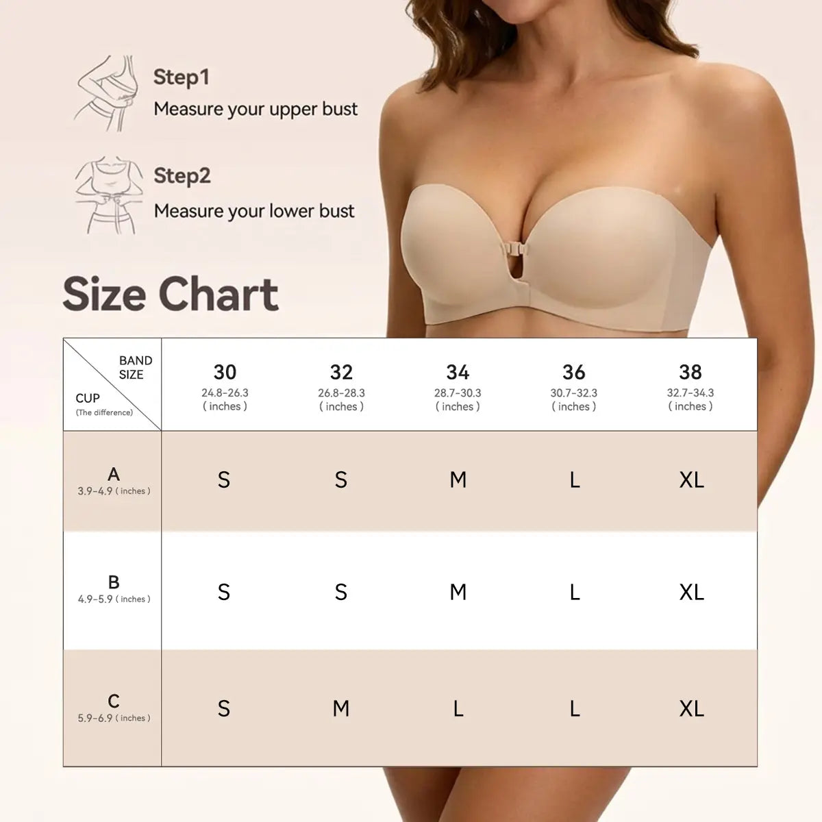 LUCKMEEY Womens Strapless Front Closure Bra Push up Padded Add Cup Non Slip Wireless Supportive Seamless Comfortable Tube Jelly Bra a B C Cup#Summervibe