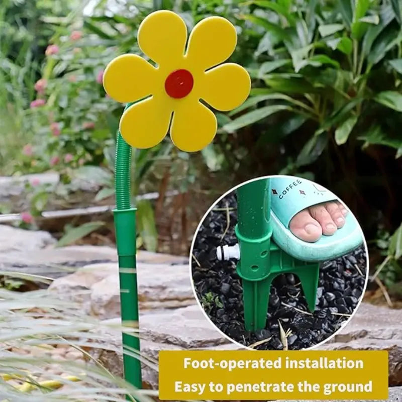 Crazy Dancing Sunflower Sprinkler, 360° Auto Rotating, Quick Hose Attach, Outdoor Water Toy, Cools Kids & Pets, Summer Fun