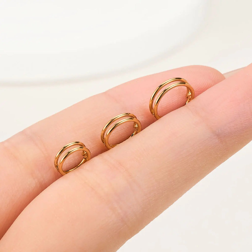 Oufer 20G Plain Daily Hinged Segment Double Hoop Nose Rings 316L Stainless Steel