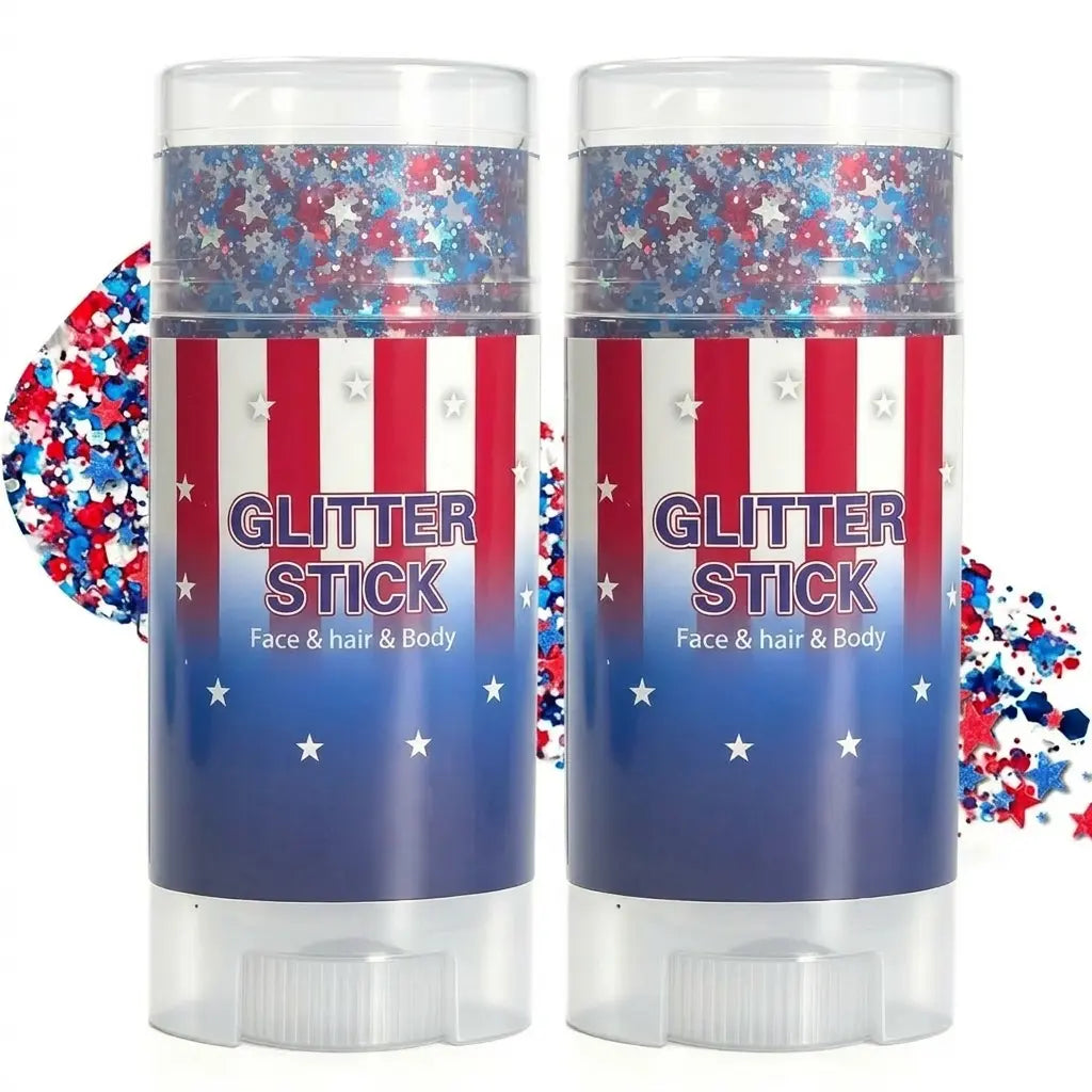 4Th of July Glitter Stick | Red, White & Blue Body & Hair Sparkle for Independence Day Party, Festival & Fun Holiday Look