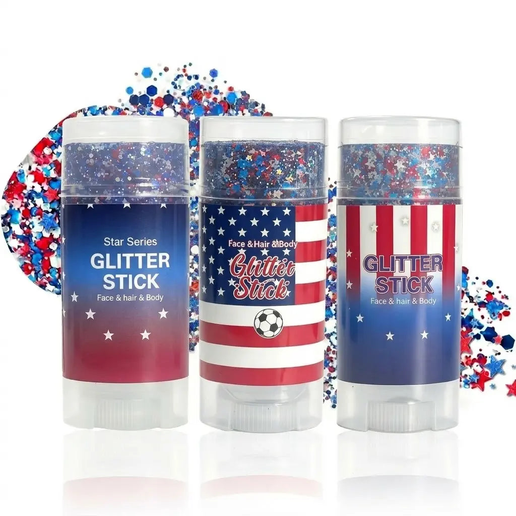4Th of July Glitter Stick | Red, White & Blue Body & Hair Sparkle for Independence Day Party, Festival & Fun Holiday Look