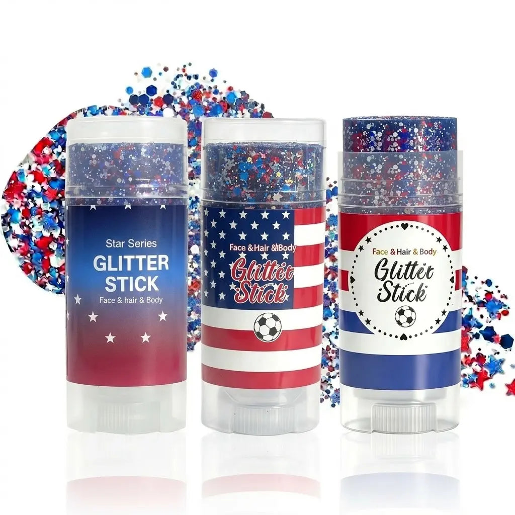 4Th of July Glitter Stick | Red, White & Blue Body & Hair Sparkle for Independence Day Party, Festival & Fun Holiday Look