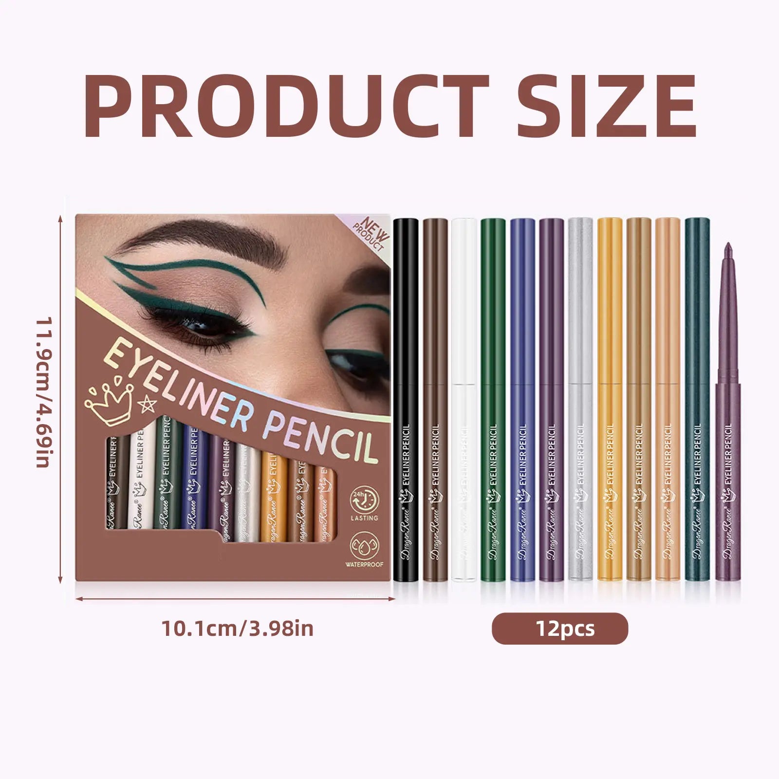 Multicolor Waterproof Eyeliner Set – 12 Rainbow Shades, High-Color Rendering, All-Day Hold for Stunning Eye Art & Trendsetting Liner Designs