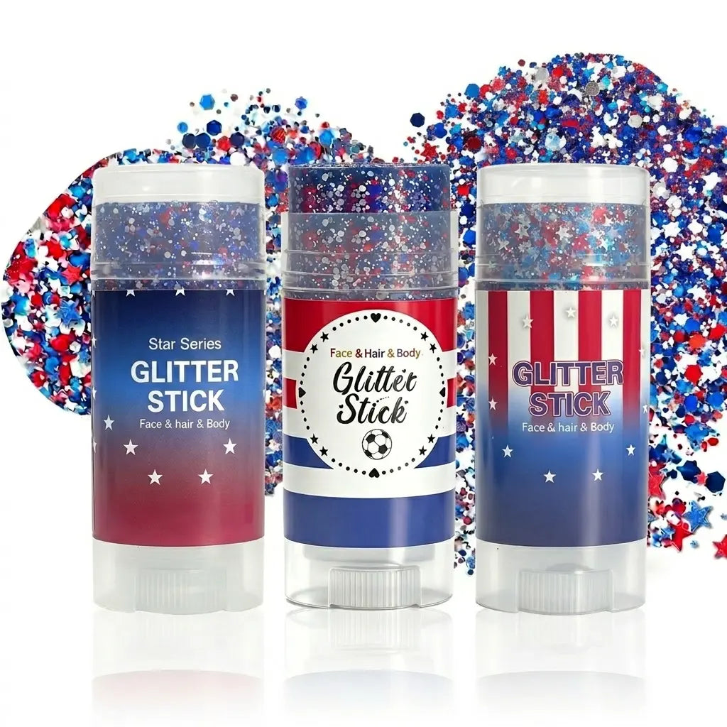 4Th of July Glitter Stick | Red, White & Blue Body & Hair Sparkle for Independence Day Party, Festival & Fun Holiday Look