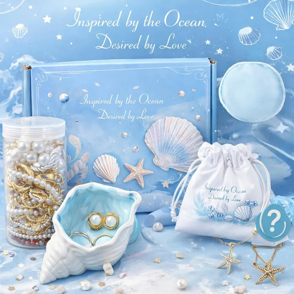 Ocean Style Mystery Jewelry Luxury Jar Set - Summer Gift Set for Women, Unique Birthday Present with Necklace, Earrings, Rings & Bracelets - Perfect for Seaside Enthusiasts