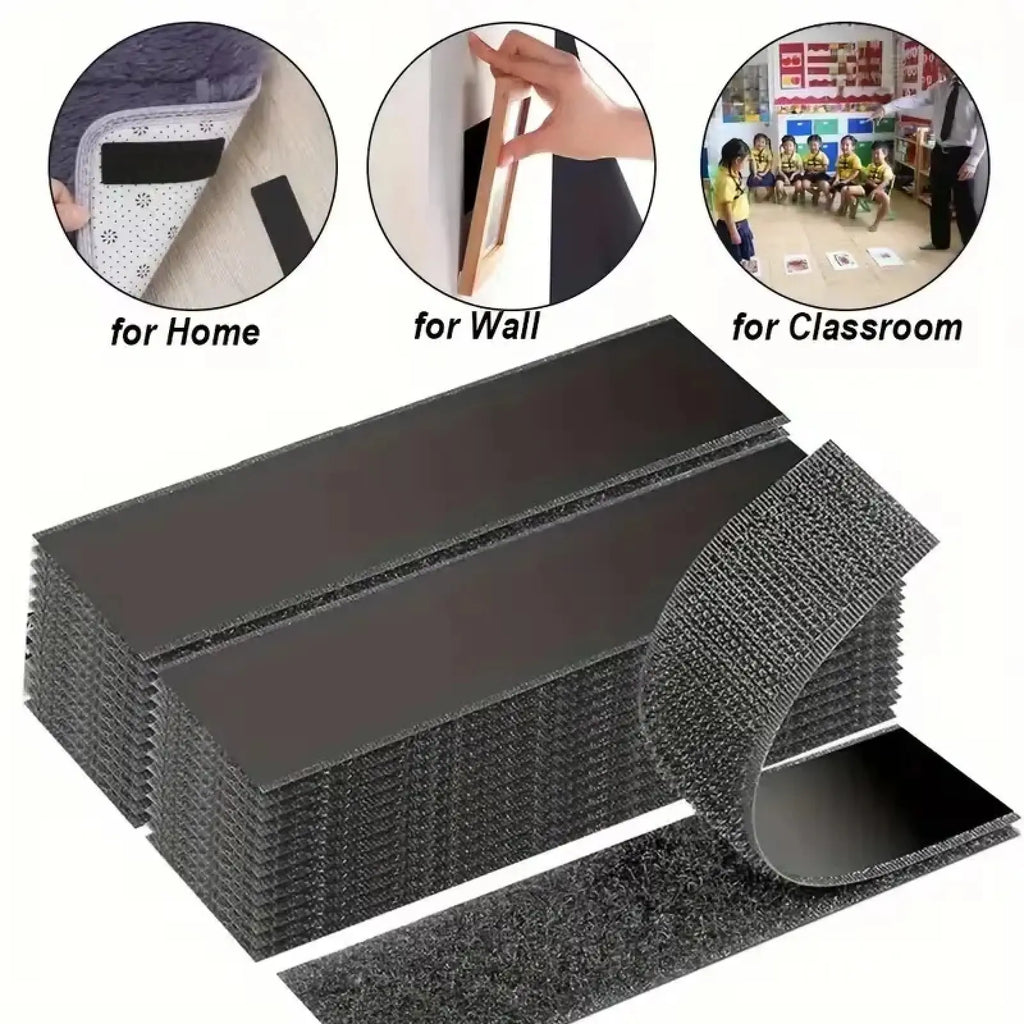 Heavy Duty Waterproof Self-Adhesive Double Sided Hook and Loop Strips, Reusable Mounting Tape for Wall Hanging Picture Frames, Frame Wall Decor, Cable Organizer (Home & Office Use)