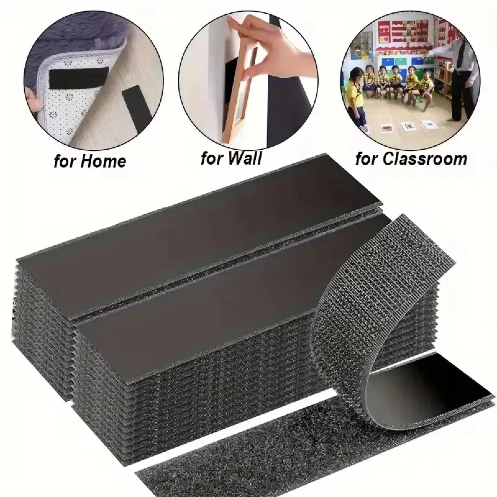 Heavy Duty Waterproof Self-Adhesive Double Sided Hook and Loop Strips, Reusable Mounting Tape for Wall Hanging Picture Frames, Frame Wall Decor, Cable Organizer (Home & Office Use)