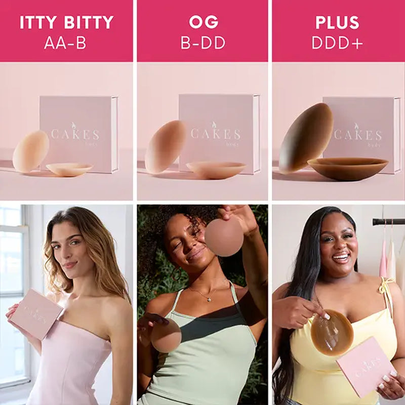CAKES Body - VIRAL Non-Adhesive Nip Covers - NO GLUE or ADHESIVE - 100% Silicone - Seamless Inserts for Workout & Swim - Rinse & Reuse