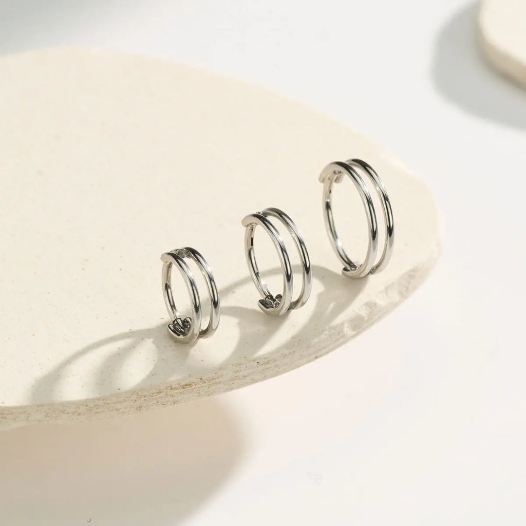 Oufer 20G Plain Daily Hinged Segment Double Hoop Nose Rings 316L Stainless Steel
