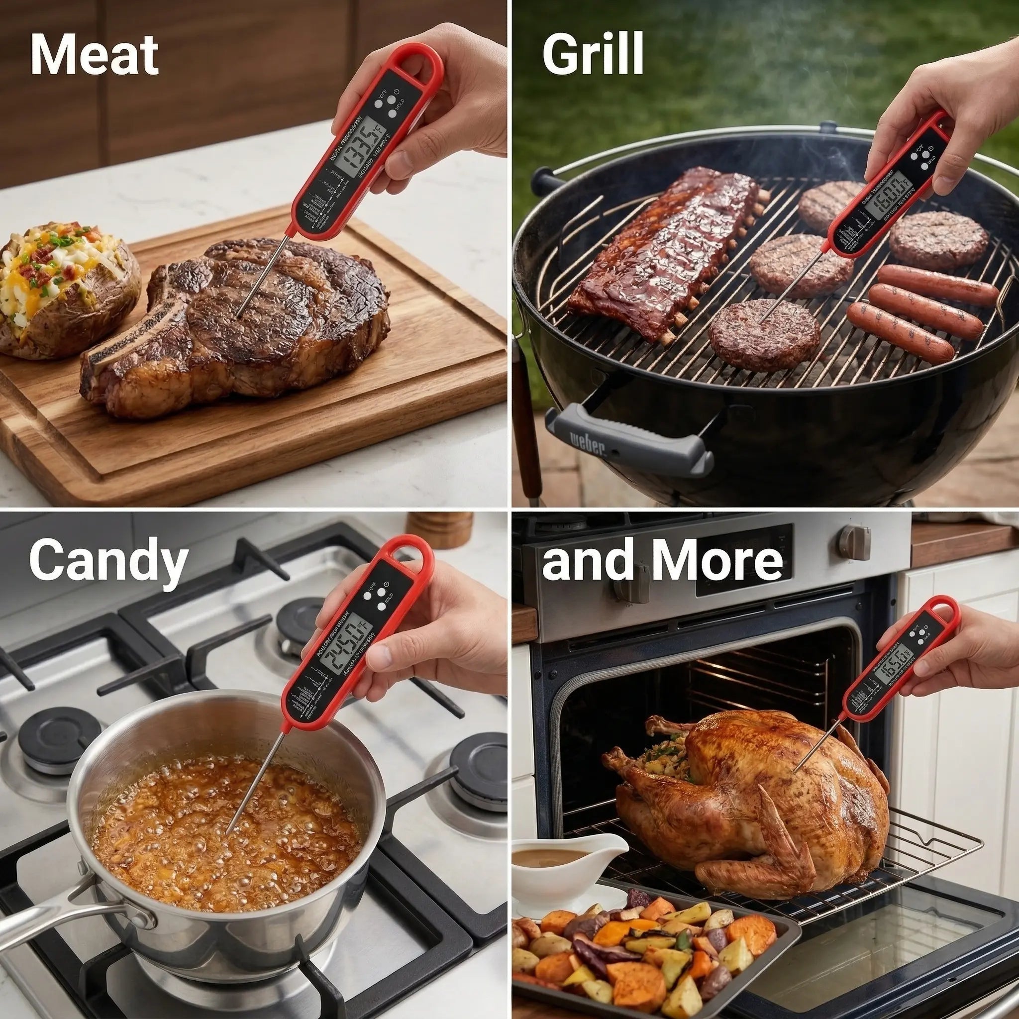 Digital Meat Thermometer 0.5S Instant Read ±0.5°F High Accuracy Food Temperature Probe for Cooking Kitchen Gadgets Essentials Tools Gifts for Men Dad Chef for Oven Grill BBQ Smoker Candy Baking Home Outdoor Use