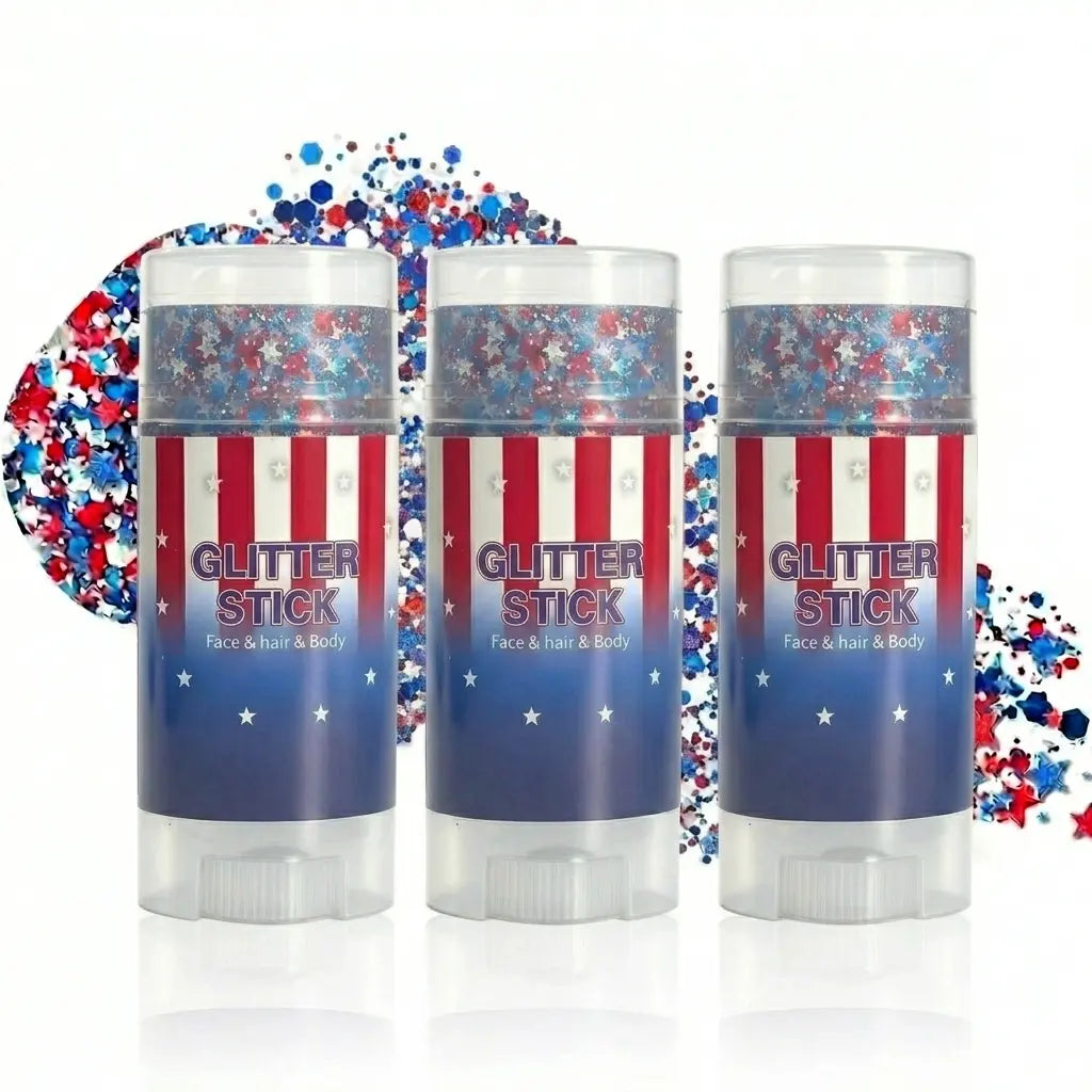 4Th of July Glitter Stick | Red, White & Blue Body & Hair Sparkle for Independence Day Party, Festival & Fun Holiday Look