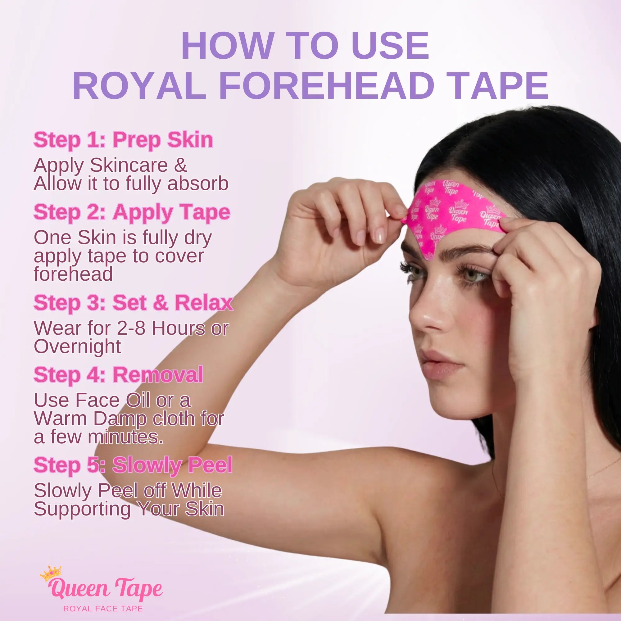 Queen Royal Forehead Tape – Wrinkle Smoothing Overnight Forehead Tape Skincare Infused Anti-Aging - Smooth Forehead, 11'S, Crows Feet, (20 PCS)