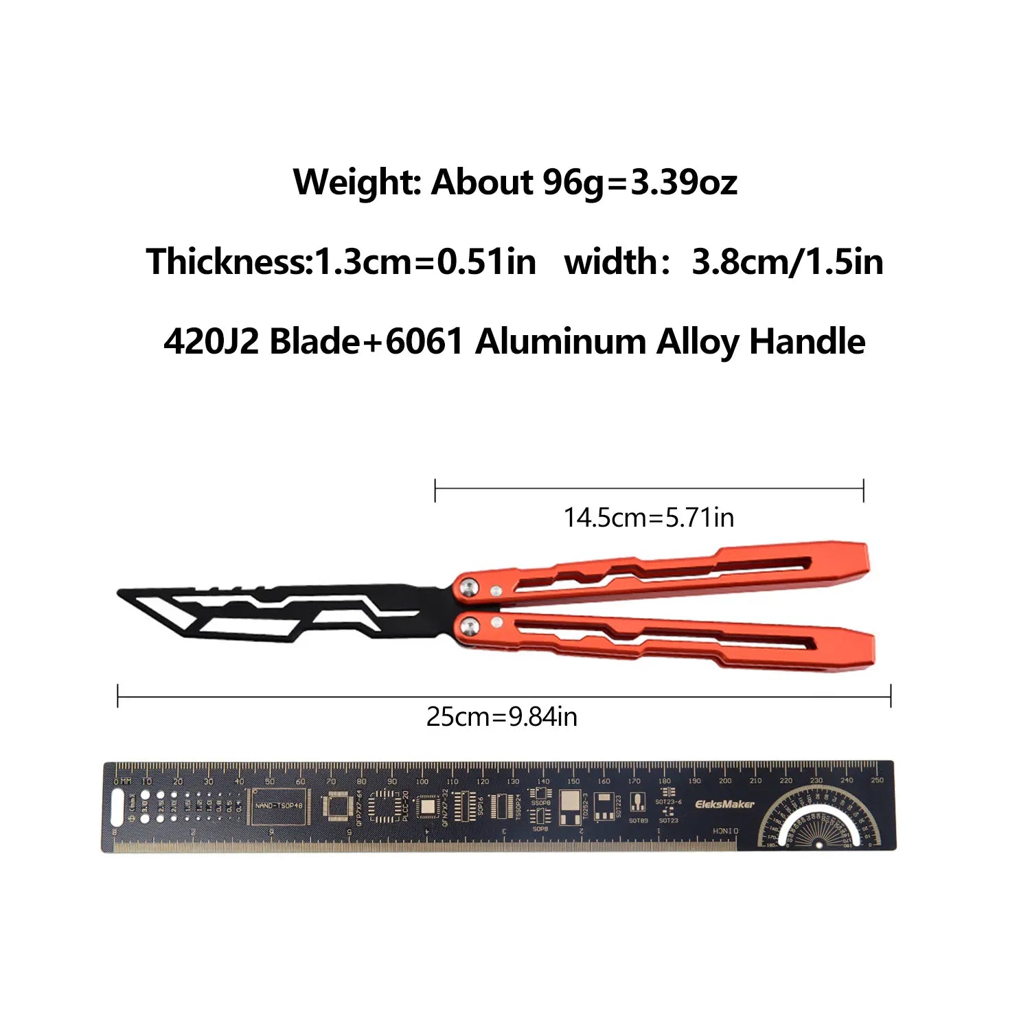TGZUO Black & Orange Bladeless Aluminum Alloy Butterfly Trainer LG07 - Cool Manual Toy & Portable Folding EDC Tool for Outdoor Use
