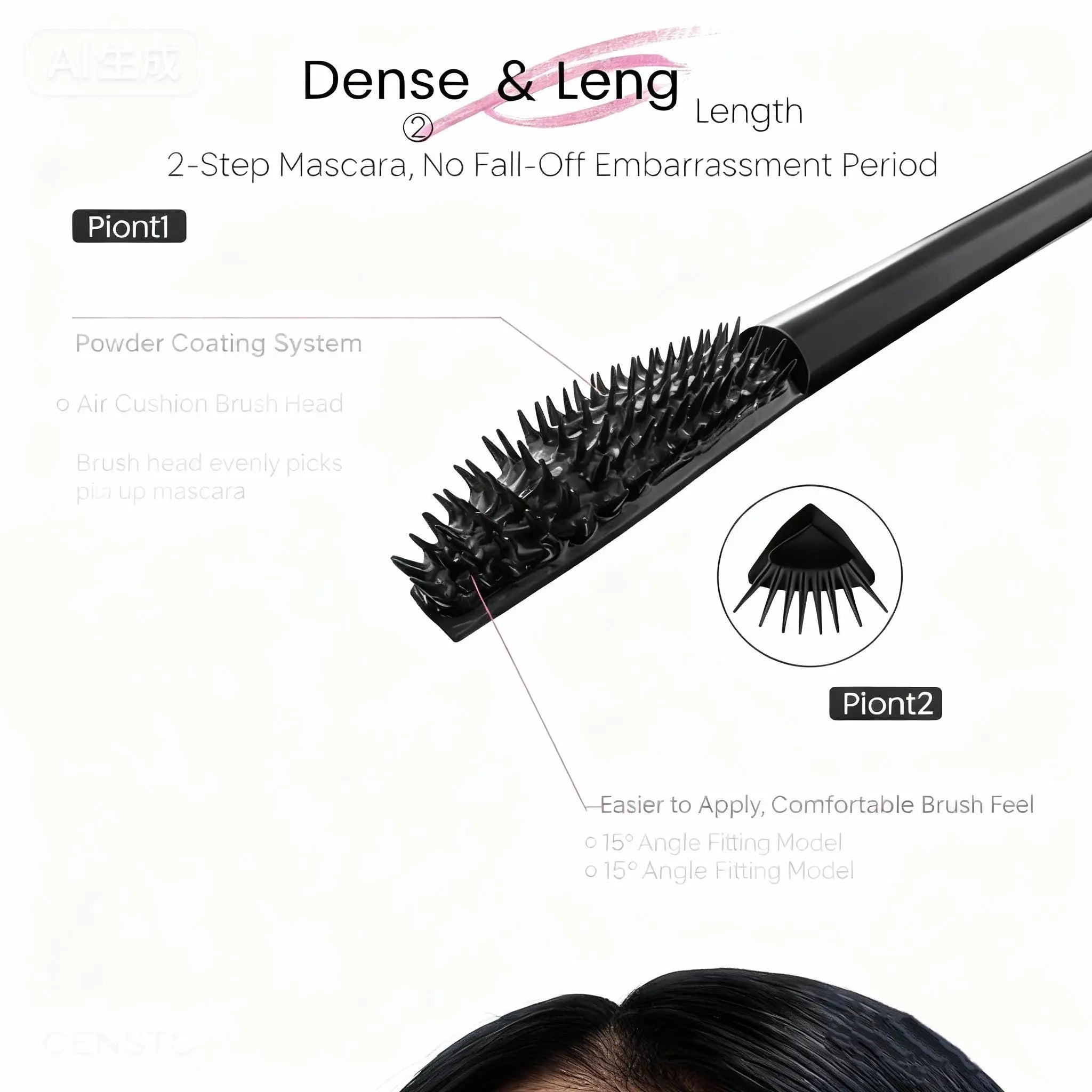 Mascara – Waterproof & Volumizing, Helps Curl Lashes
