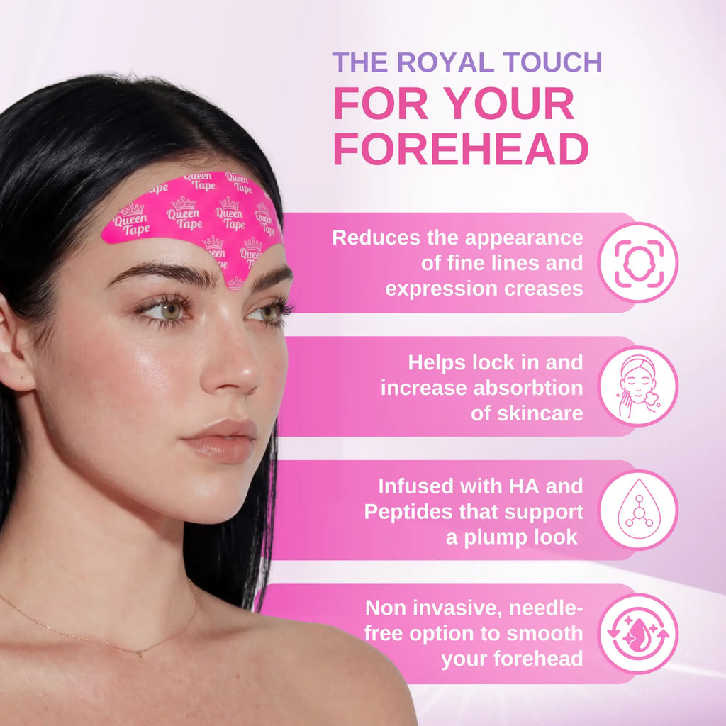 Queen Royal Forehead Tape – Wrinkle Smoothing Overnight Forehead Tape Skincare Infused Anti-Aging - Smooth Forehead, 11'S, Crows Feet, (20 PCS)
