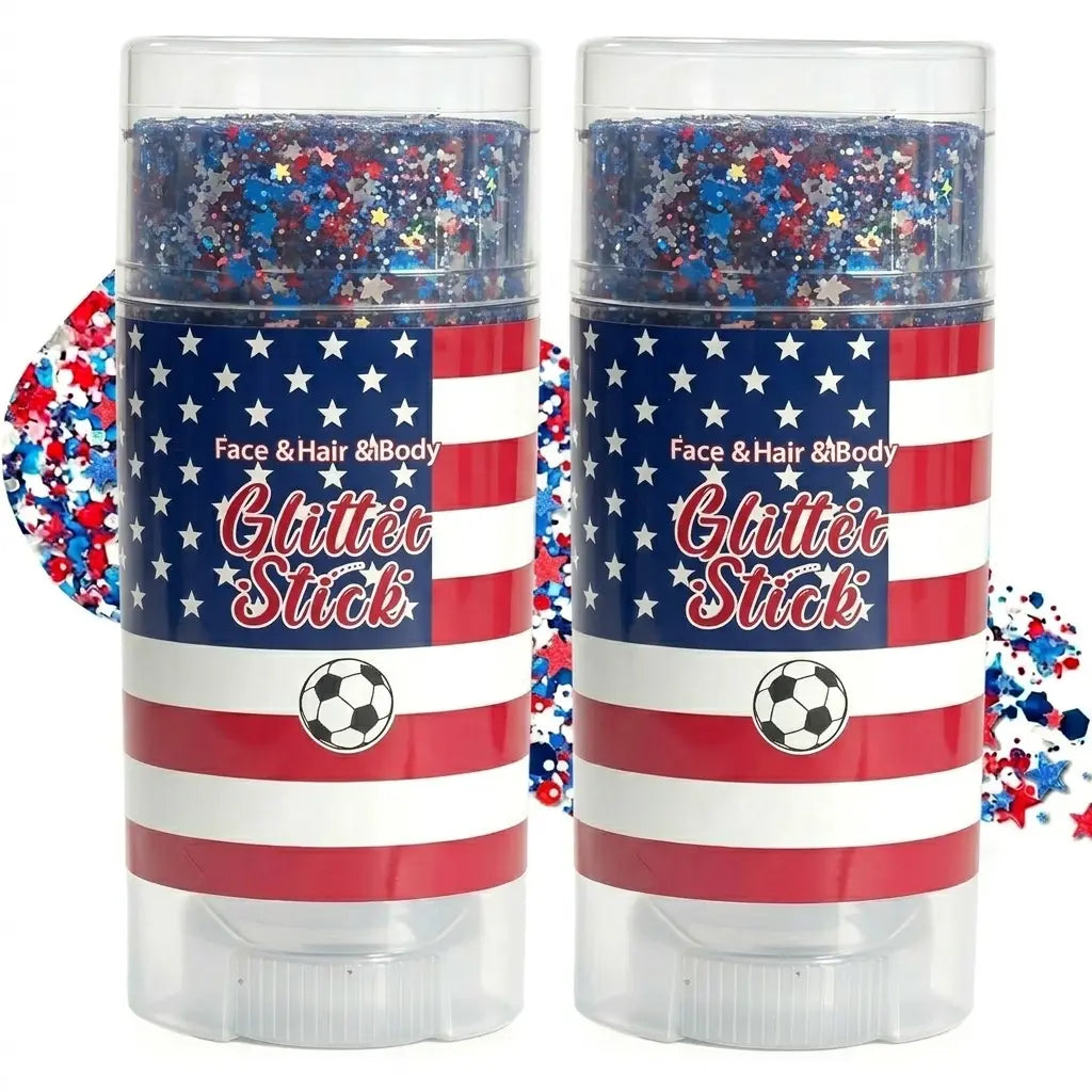 4Th of July Glitter Stick | Red, White & Blue Body & Hair Sparkle for Independence Day Party, Festival & Fun Holiday Look