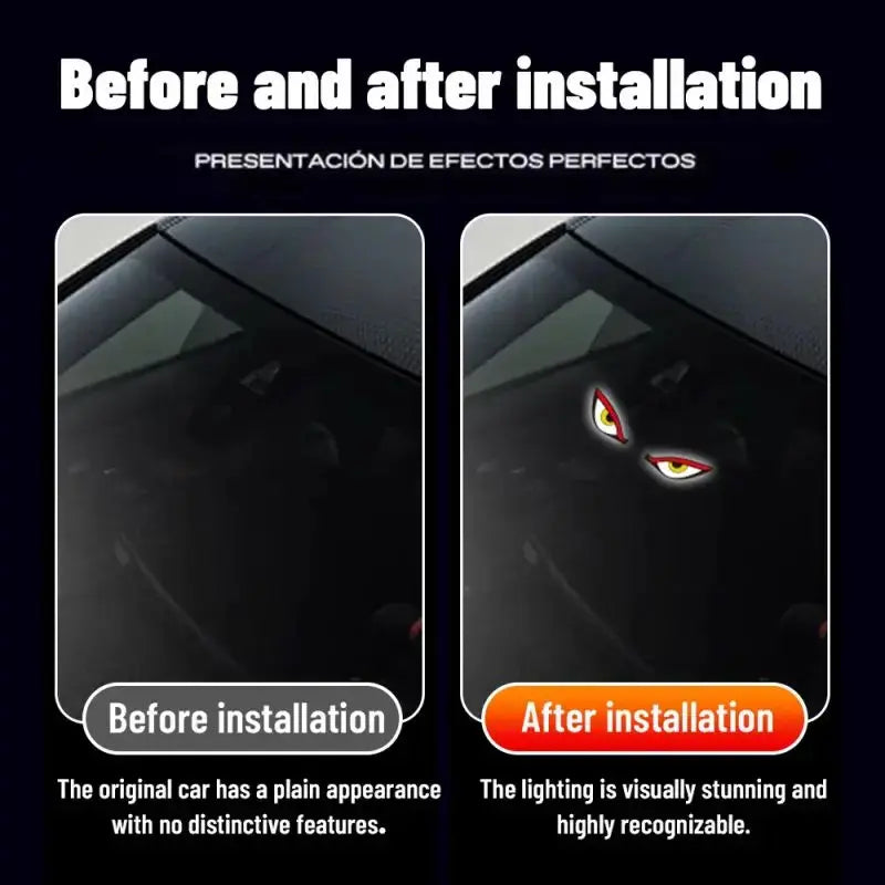 Summervibes Car Rear Window Dynamic LED Display – Vampire Devil Eye Emoji Panel, Auto Decorative Light