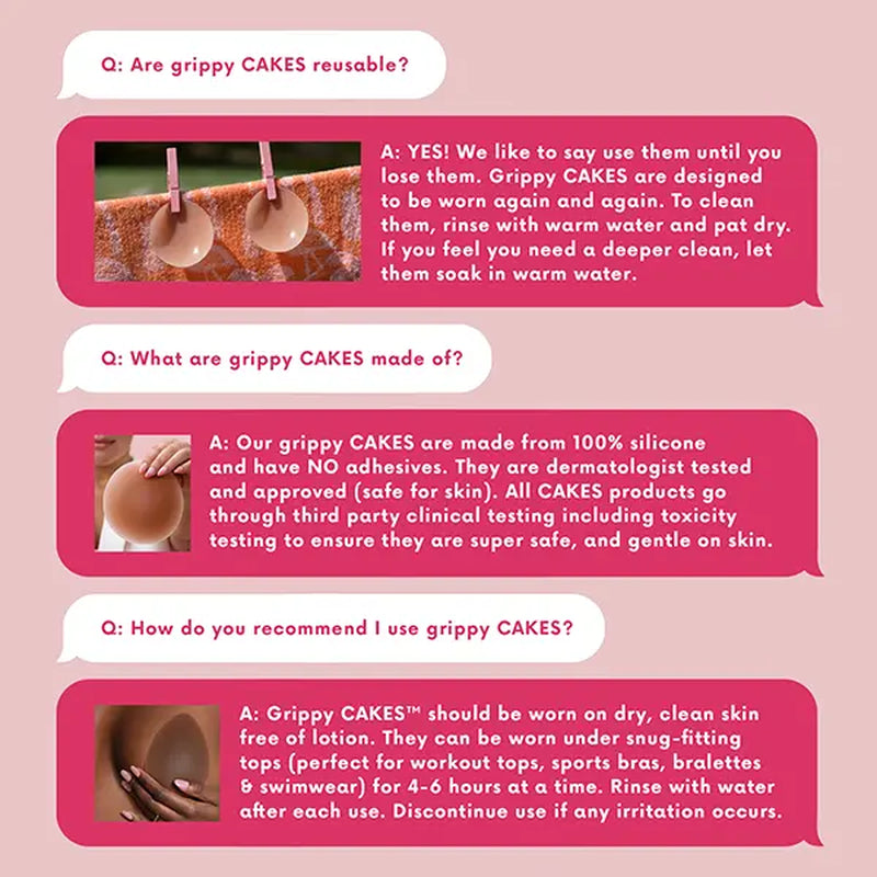 CAKES Body - VIRAL Non-Adhesive Nip Covers - NO GLUE or ADHESIVE - 100% Silicone - Seamless Inserts for Workout & Swim - Rinse & Reuse