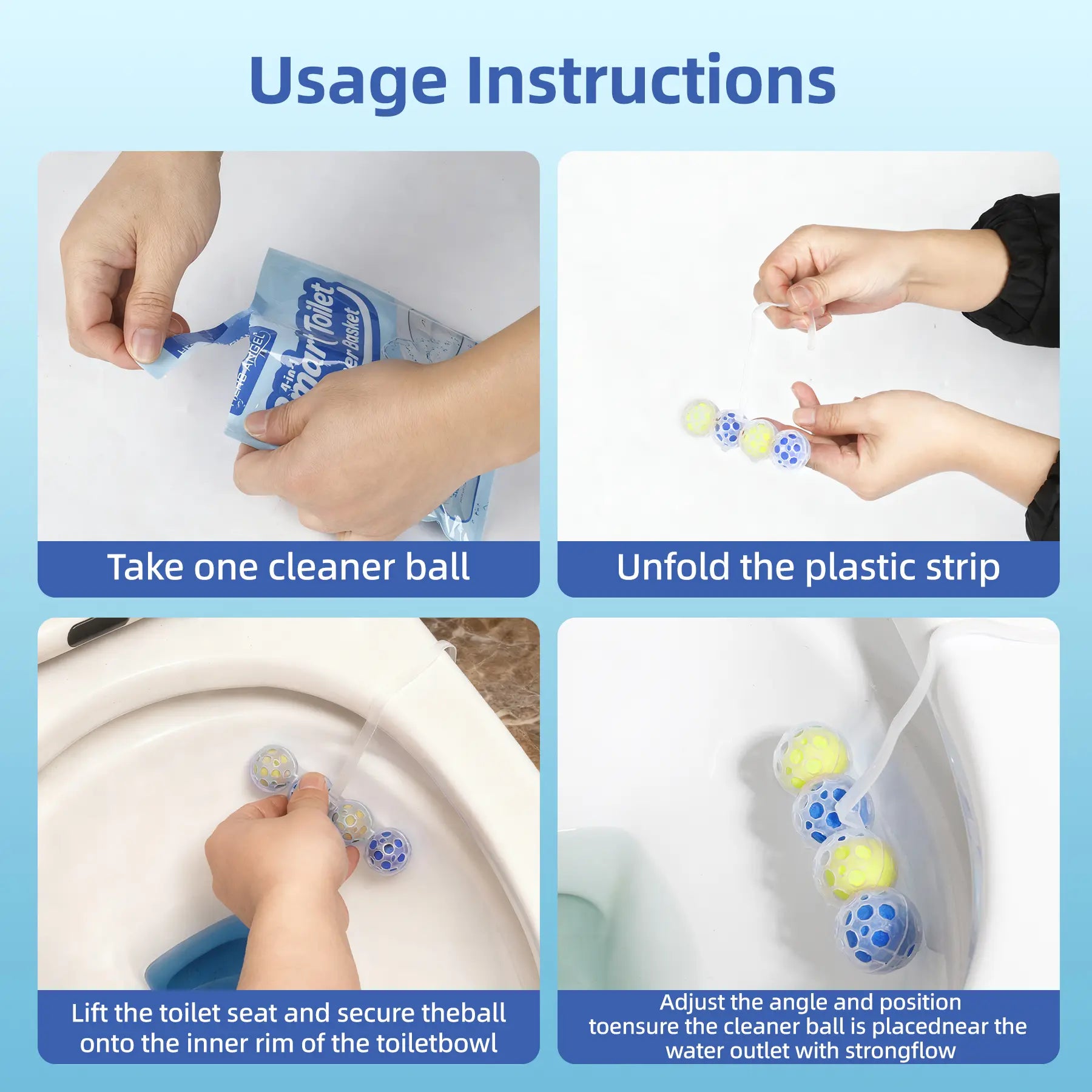 RV Lemon 4-In-1 Rim Hanger Toilet Bowl Cleaners 4-Ball （Home Essentials）Hanging Toilet Ball for Effective Cleaning 5 Bags Total Toilet Hanging Basket Outdoorfun
