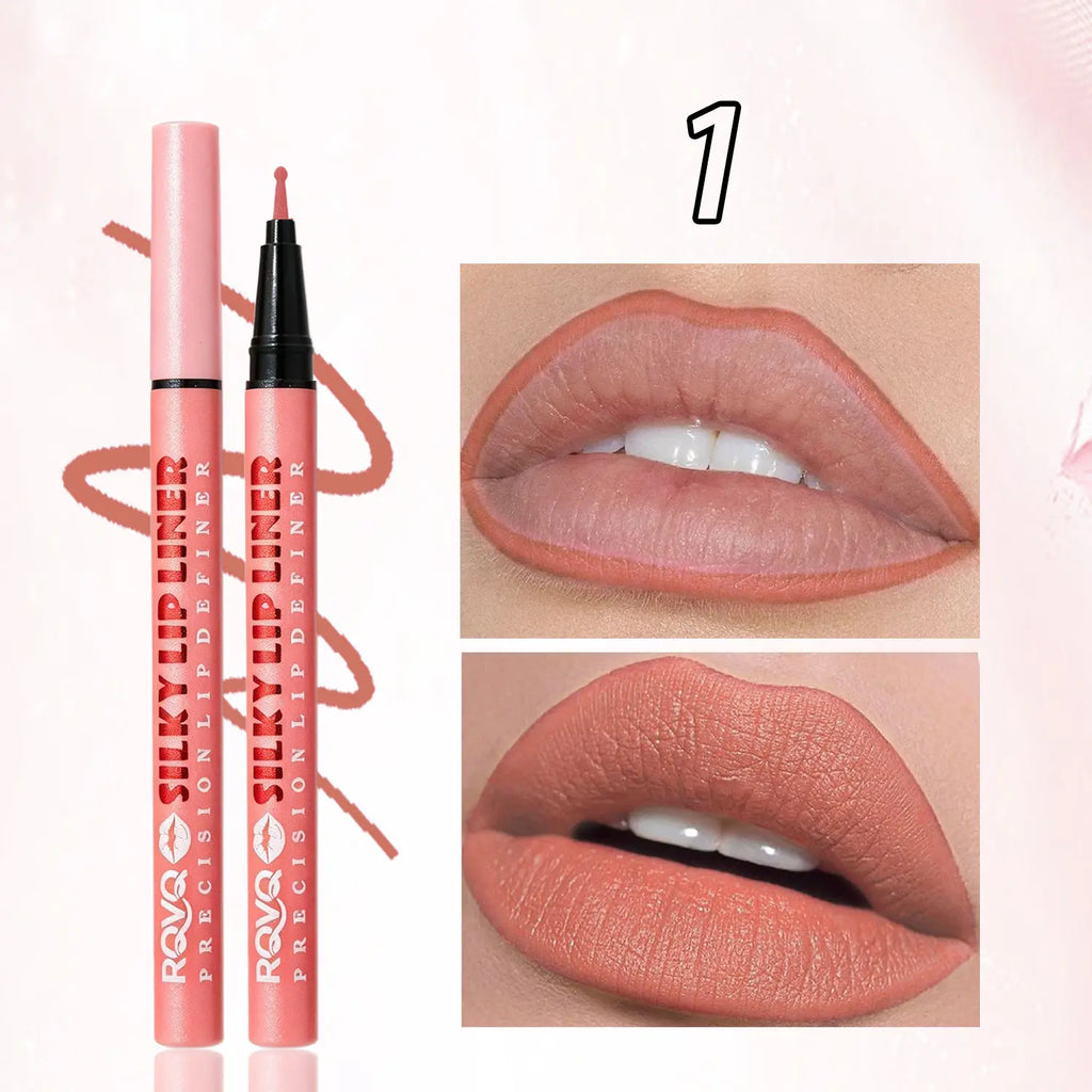 RVQ 6-Color Waterproof Silky Precision Definer, Long-Lasting No-Transfer Lip Product Compatible with Foundation