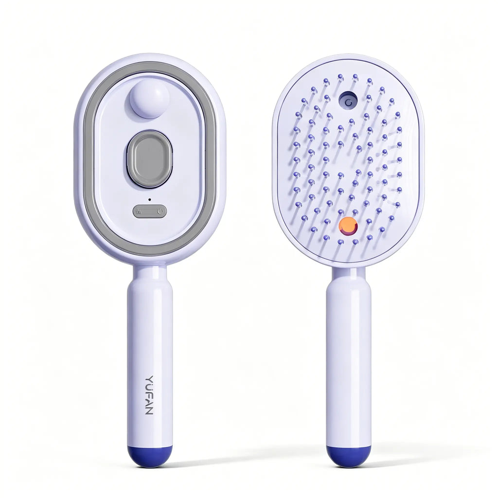 Electric Spray Air Cushion Massage Comb – Self-Cleaning, Anti-Tangle, Anti-Static, Volumizing Hair Brush with Essential Oil Mist Aromatherapy for Hair Care