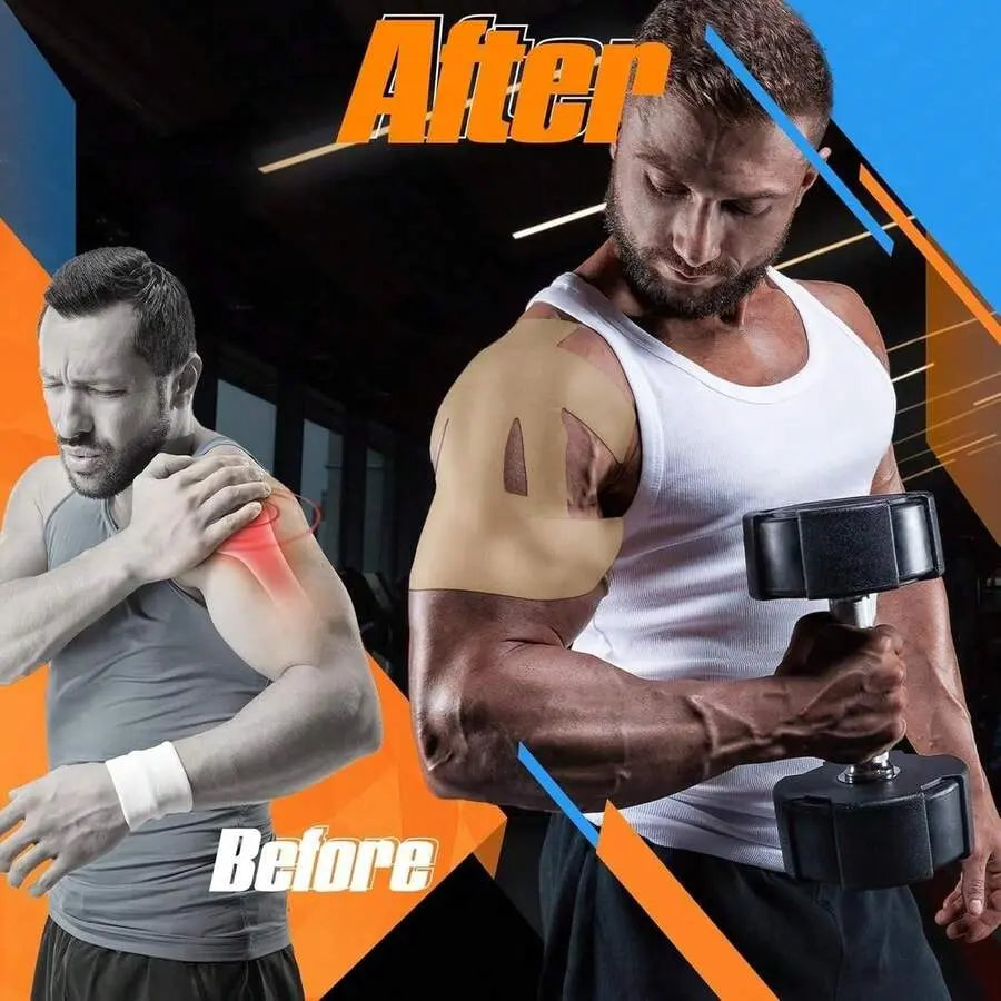 10-Pack Precut Kinesiology Tape for Shoulderpain Relief - Waterproof & Breathable Athletictape for Shoulder Support, Muscle Recovery &Sports Performance I Enhanced Elasticity