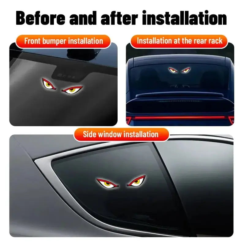 Summervibes Car Rear Window Dynamic LED Display – Vampire Devil Eye Emoji Panel, Auto Decorative Light