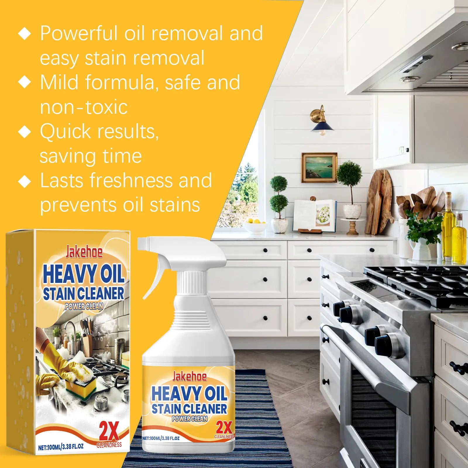 Heavy Duty Degreaser Cleaner Spray for Kitchen, Household, Oven, Stove, Range Hood,Household Kitchen Cleaners