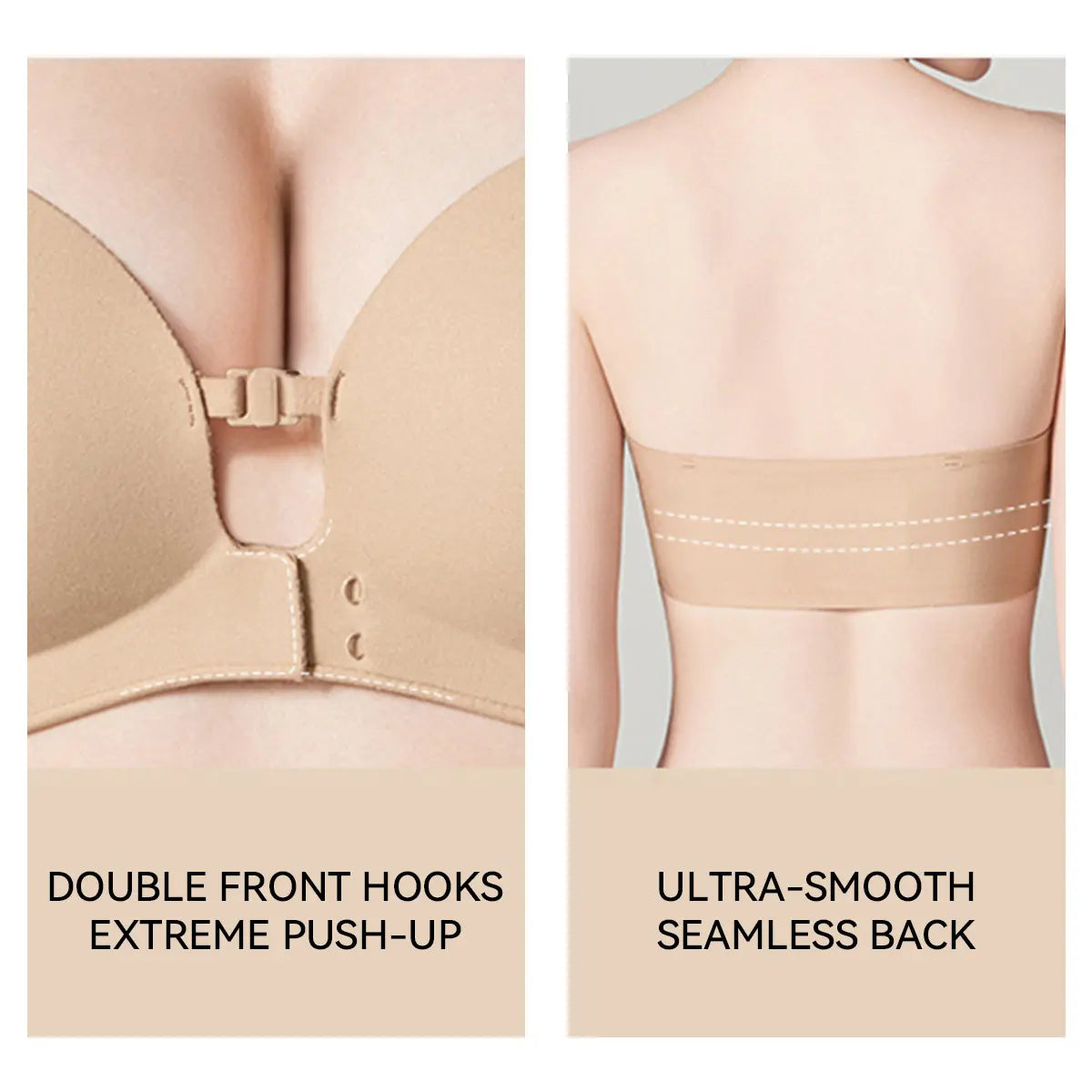 LUCKMEEY Womens Strapless Front Closure Bra Push up Padded Add Cup Non Slip Wireless Supportive Seamless Comfortable Tube Jelly Bra a B C Cup#Summervibe