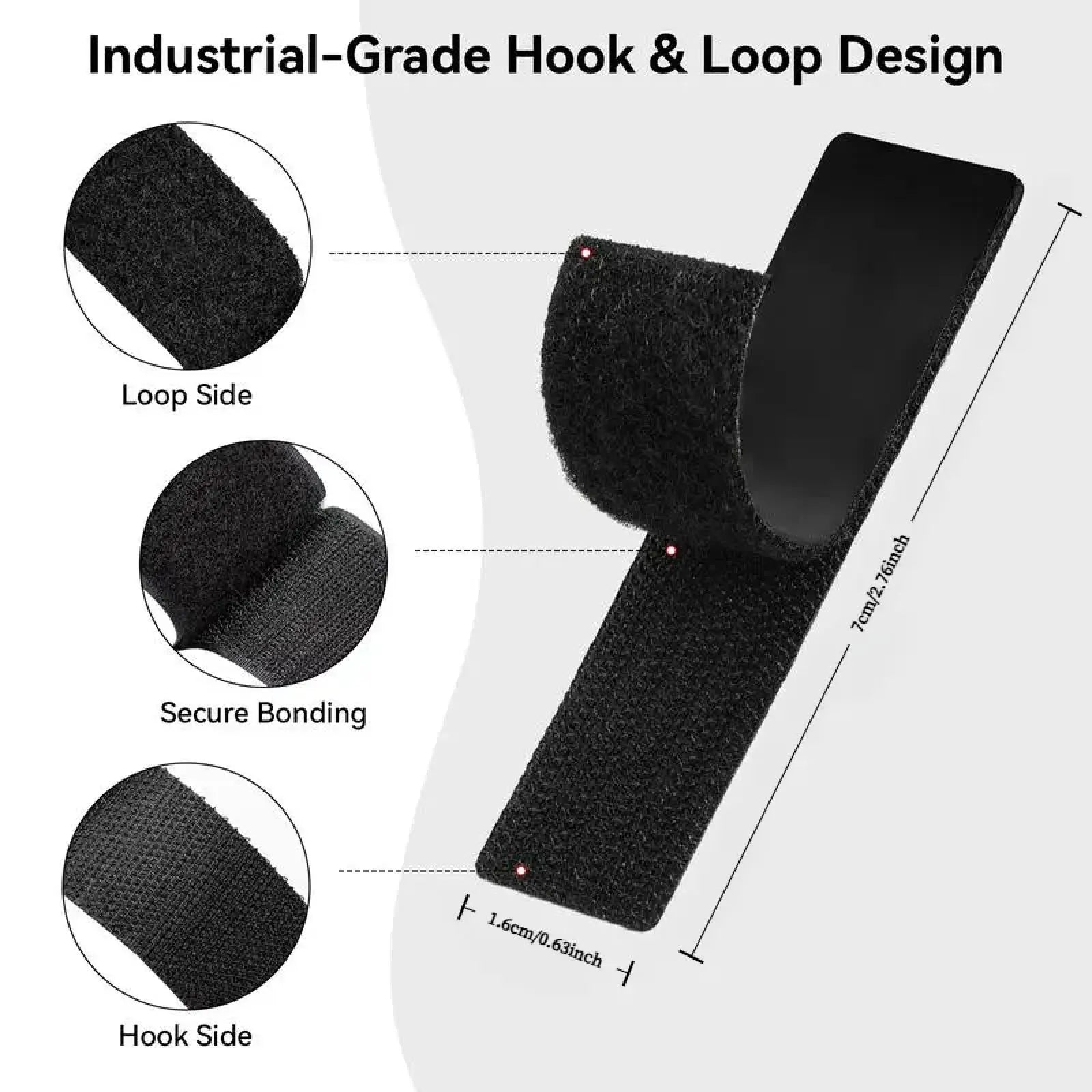 Heavy Duty Waterproof Self-Adhesive Double Sided Hook and Loop Strips, Reusable Mounting Tape for Wall Hanging Picture Frames, Frame Wall Decor, Cable Organizer (Home & Office Use)