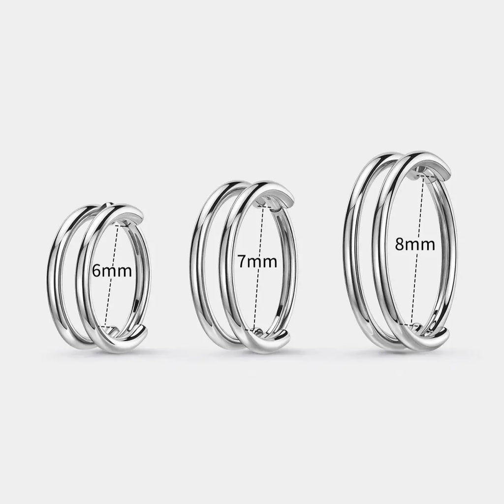 Oufer 20G Plain Daily Hinged Segment Double Hoop Nose Rings 316L Stainless Steel