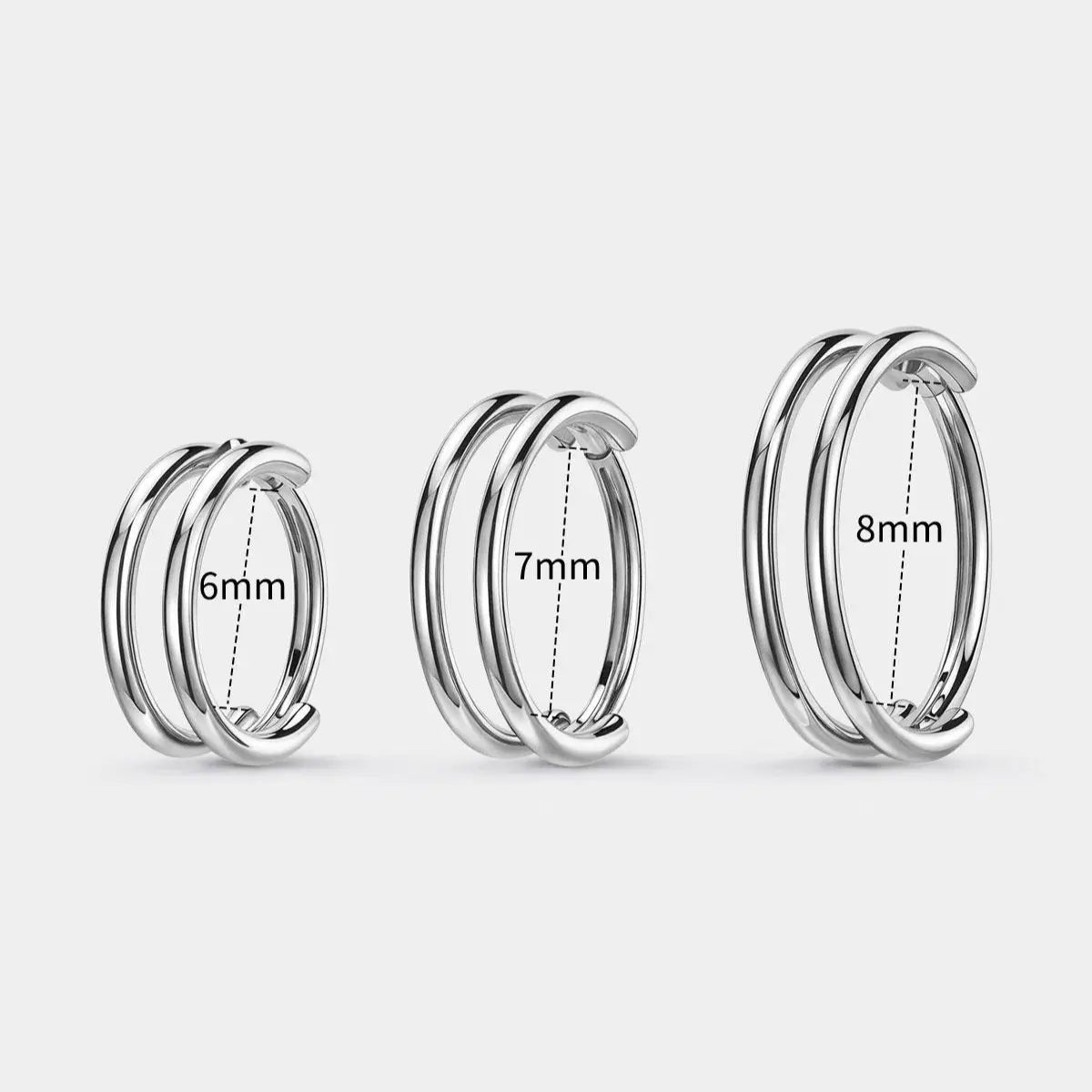 Oufer 20G Plain Daily Hinged Segment Double Hoop Nose Rings 316L Stainless Steel