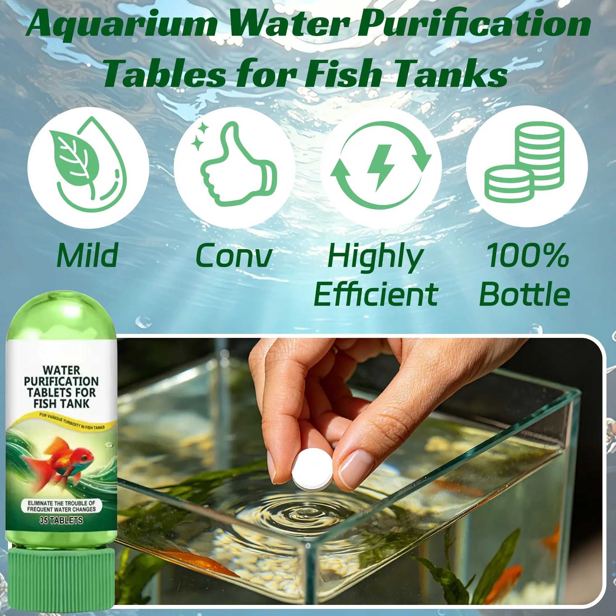 Aquarium Water Purification Tablets, Water Quality Dedicated to Clean Deodorizing Algae Stains Sludge Clear Fish Pond Aquarium Water Purification Tablets for Fish Pond Cleaner Eliminates Cloudy Substances Safely Removes Algae Stains