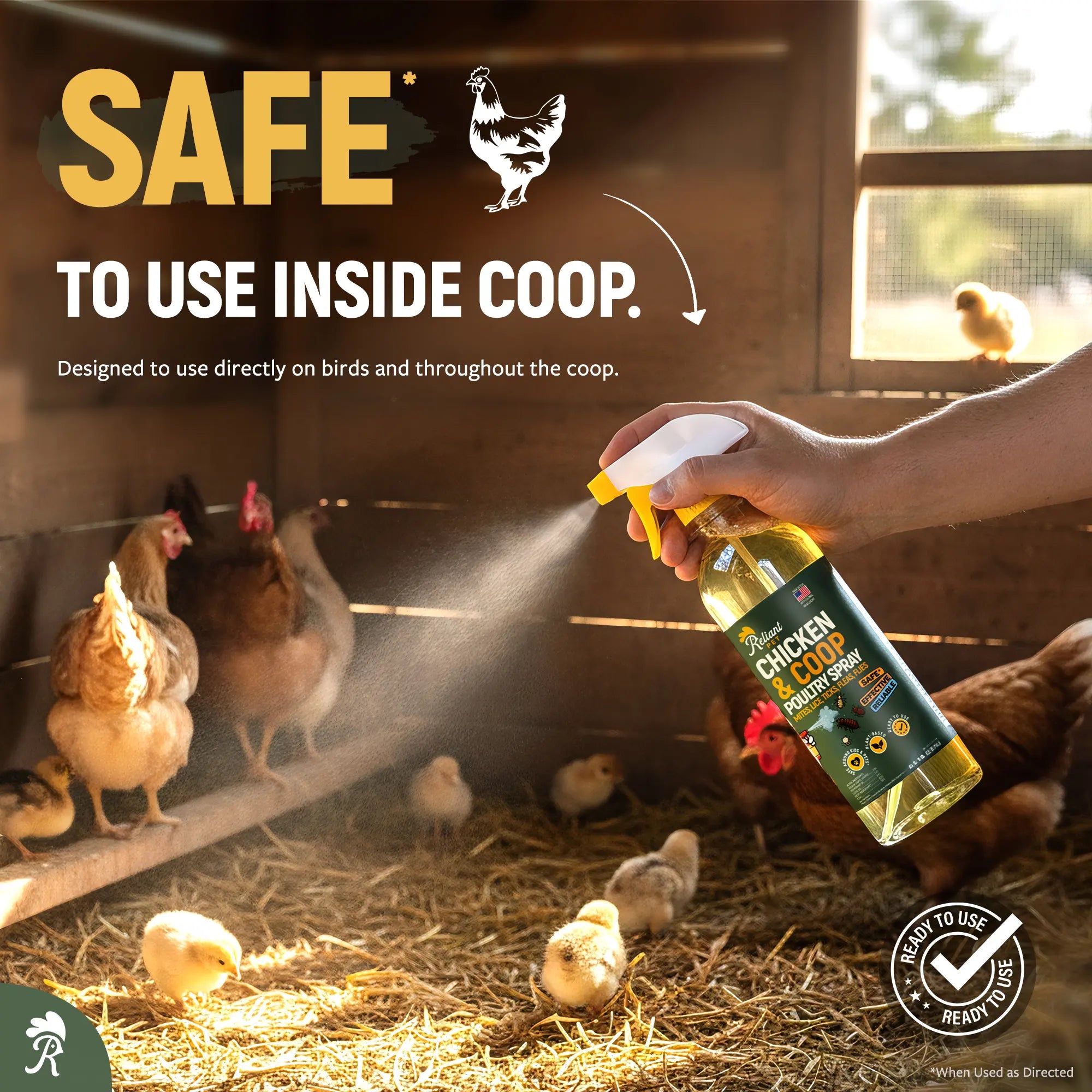 Reliant Pet Chicken & Coop Poultry Spray for Mites,Lice,Ticks,Fleas and Flies - Safe for Use on Chickens and No Egg Removal Needed - Sale - Mother'S Day Sale - Father'S Day Sale Outdoorfun
