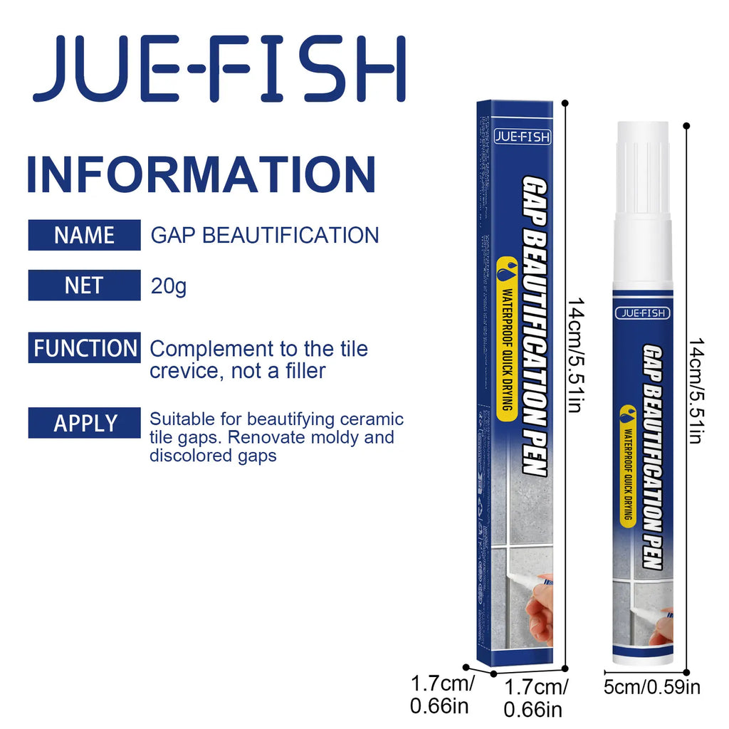 #Fathersdaygift JUE FISH Grout Pen – Tile Gap Repair Marker for Floor & Wall Cracks, Waterproof Tile Grout Filler for Bathroom, Kitchen, Living Room & Bedroom, Wear Resistant, Quick Dry, Long Lasting & Easy DIY Home Tile Restoration Repair