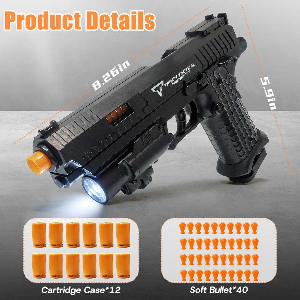 TTI 2011, Automatic Shell Ejecting Toy Gun Pistol, Soft Bullet Toy Gun for Boys, Education Model Realistic Toy Pistol Shooting Game Toys, Birthday Gifts for Kids Eco-Friendly Tactical Ejection Stock Perfect