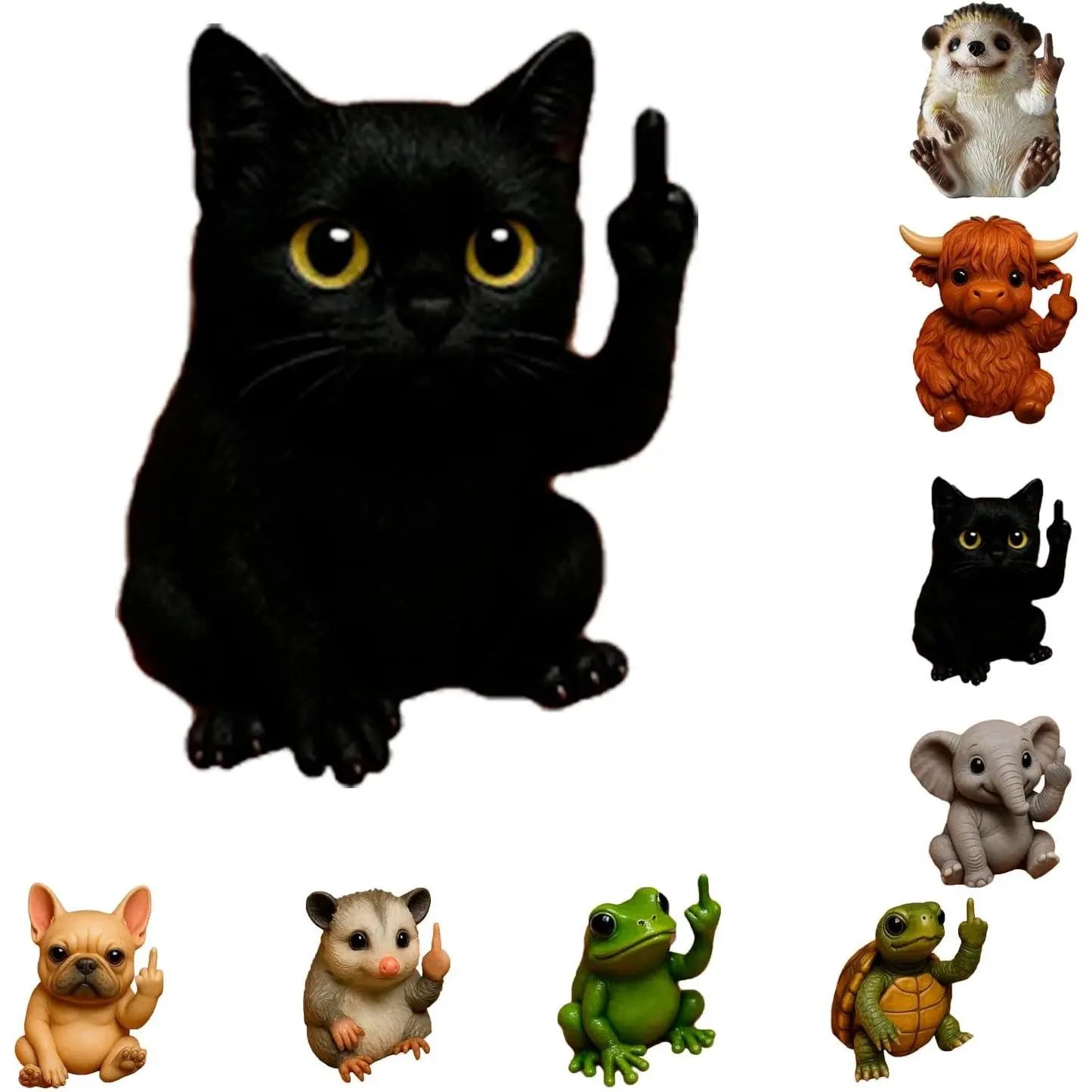 Fun Mini Middle Finger Animal Statue,Resin Middle Finger Animals Decor Statue for Desktop,Office and Car, Funny and Cute Middle Finger Humor Gag Gifts