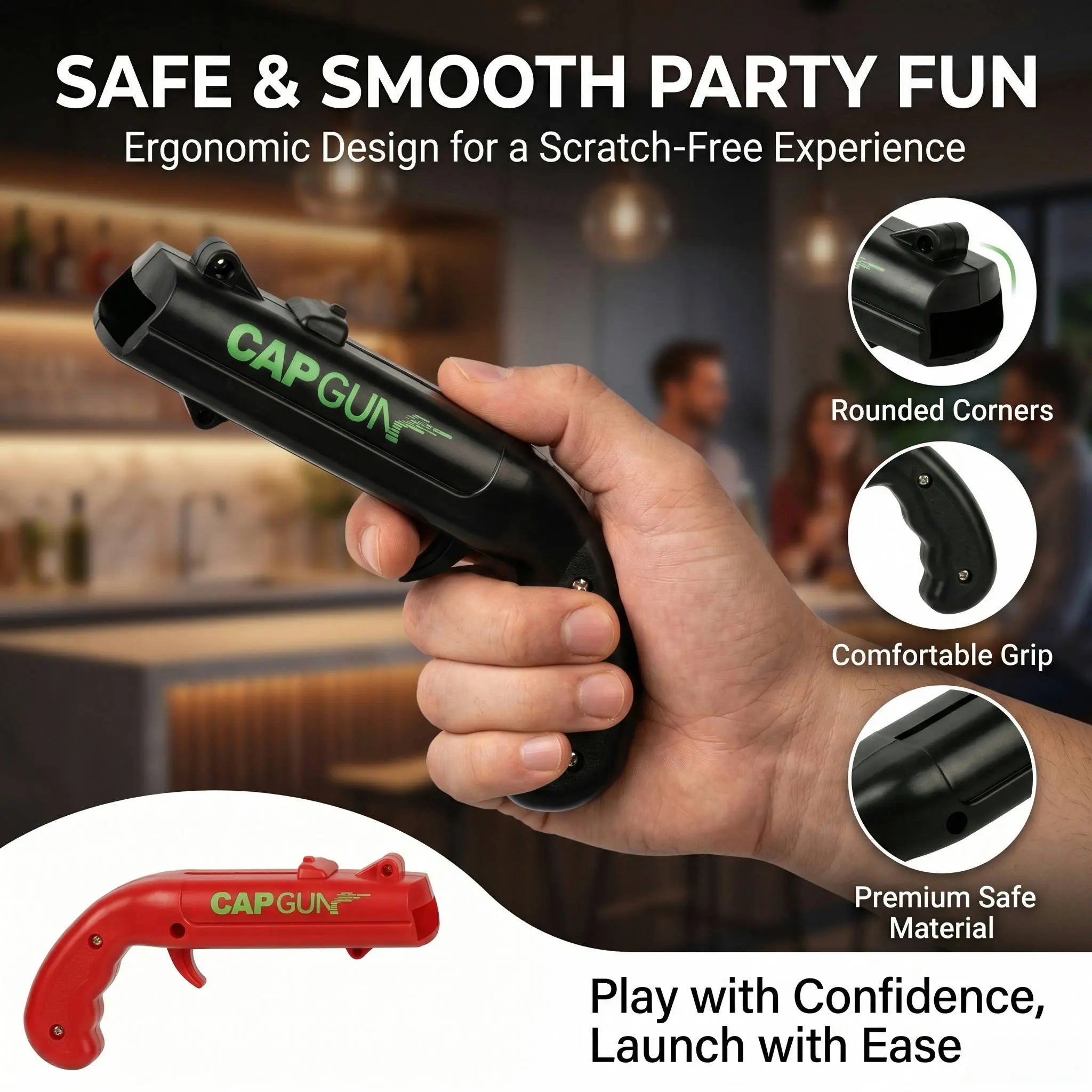 Stainless Steel & ABS Plastic Spring Mechanism Bottle Opener, Kitchen & Bar Utensil, Fun Gifts for Family Gatherings & Father’S Day (Red-Black)